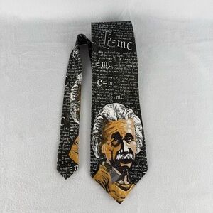 Renaissance Hand Made Black Albert Einstein Themed Tie